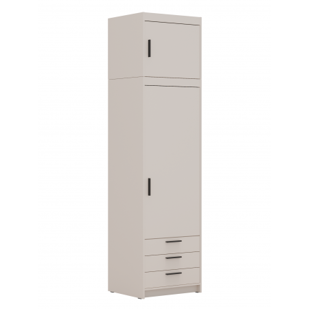 Szafa z nadstawką jednodrzwiowa 60 cm szuflady TRINO beżowa